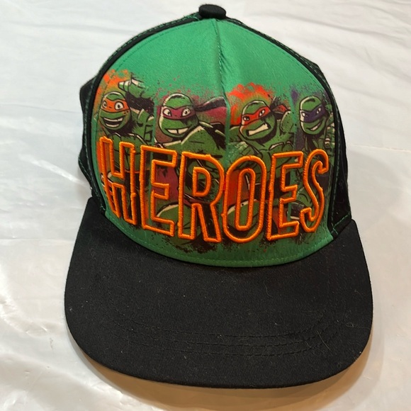 Nickelodean Teenage Mutant Ninja Turtles Flat Bill Cap Green Black Snapback mens - Picture 1 of 12